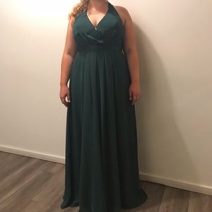 Vera Wang Forrest green bridesmaid dress